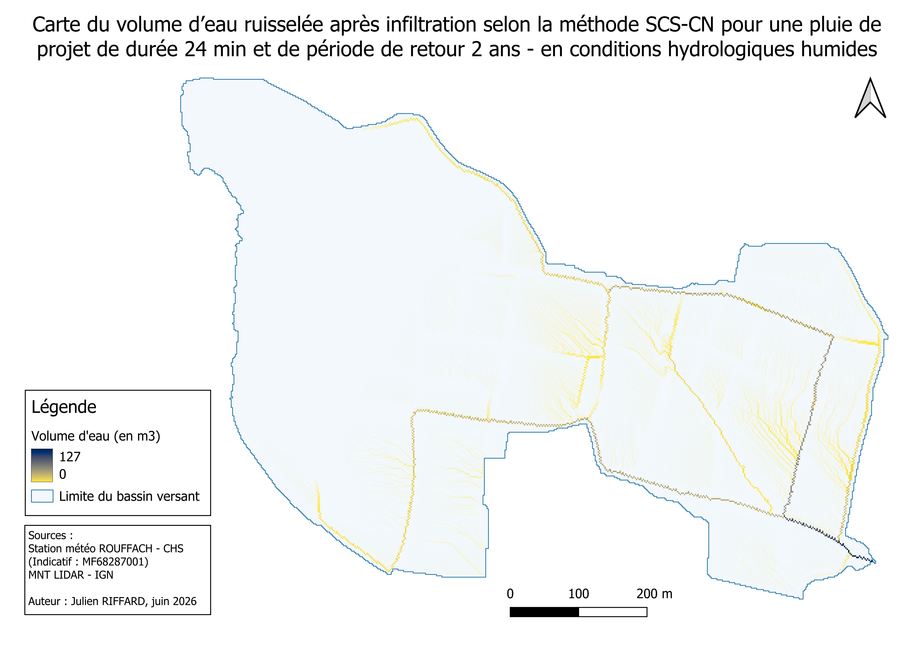 Volumes ruisselés T2 - conditions humides